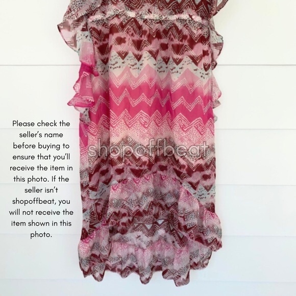 NEW LAmade 100% Silk Hi Low Ruffle Dress Tribal Print XS - Picture 9 of 12